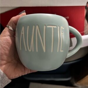 Rae Dunn light blue 'AUNTIE' Mug